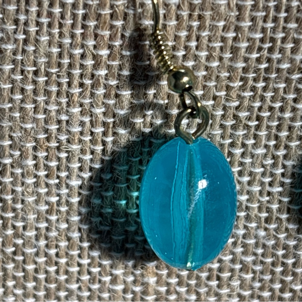 Elegant Blue-Green Necklace and Earring Set Lucite Acrylic Choker vintage - Picture 2 of 8